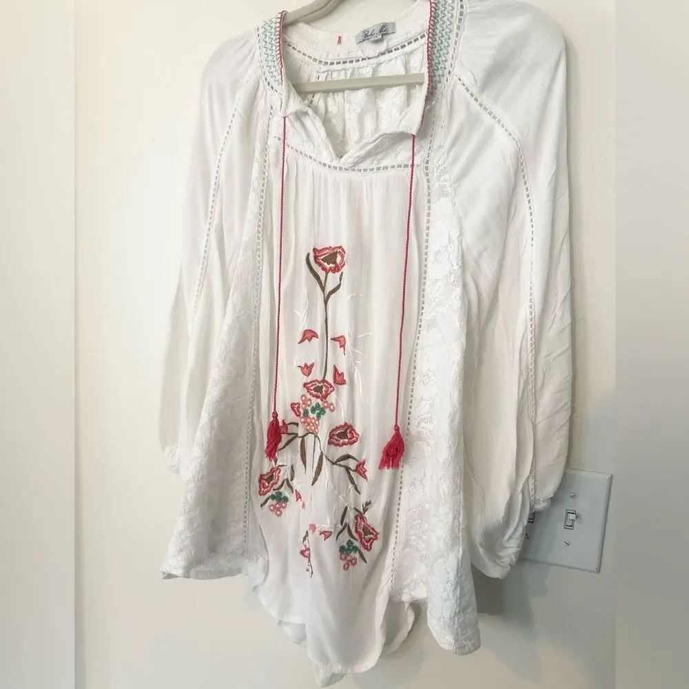 Boho Me White Embroided Blouse M